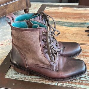 ROAN by Bed Stu Rosabel Women’s Brown Leather Combat Boots Sz 7.5 Inside Zipper